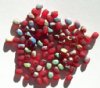 100 5x4mm 4-Sided Matte Red Vitrail Oval Beads
